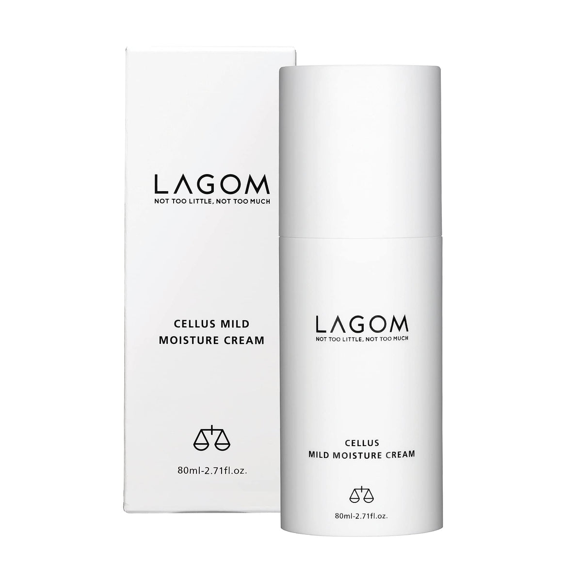 LAGOM Cellus Mild Moisture Cream bottle closeup showing fragrance-free hydration for sensitive skin