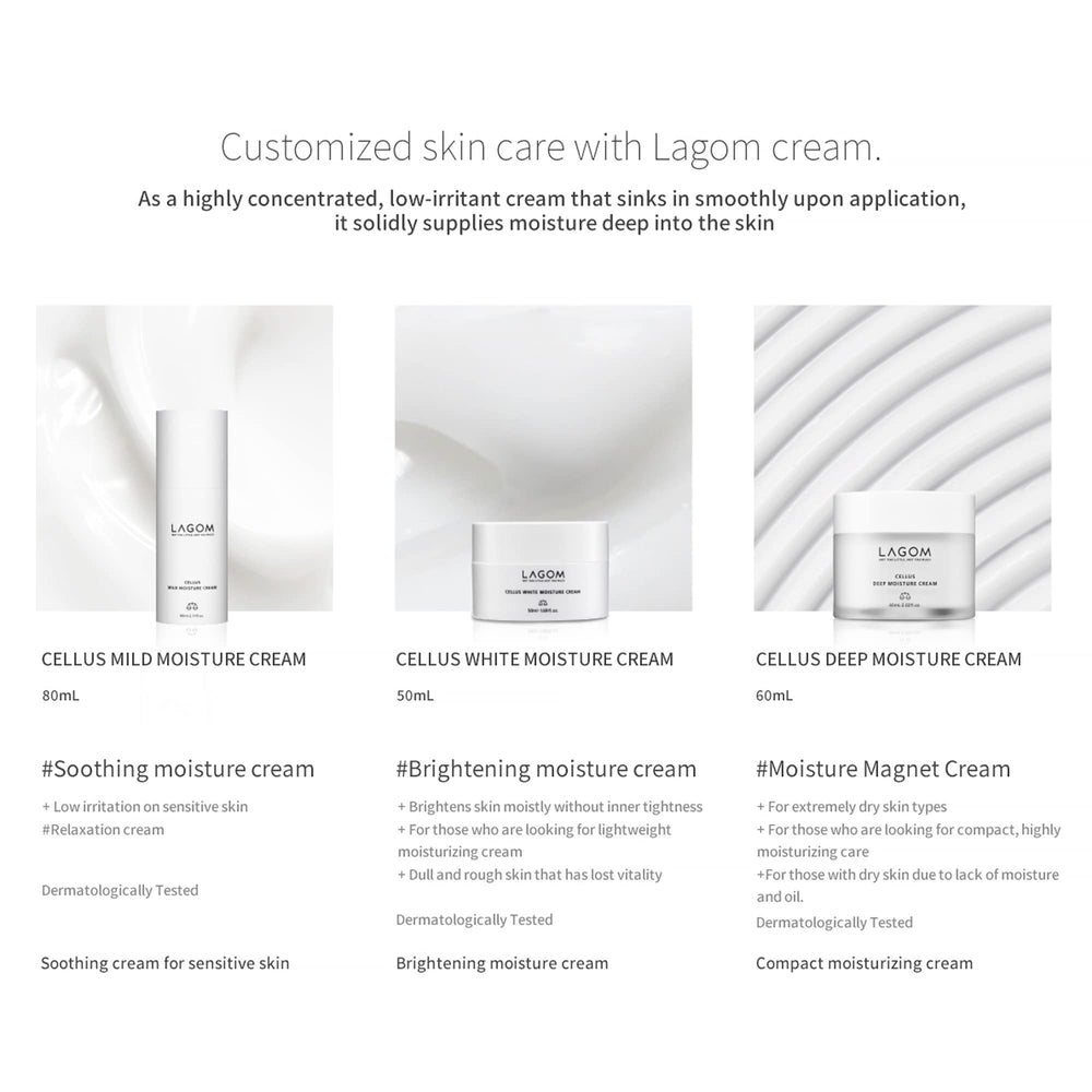 LAGOM Cellus Mild Moisture Cream shown as part of a daily routine