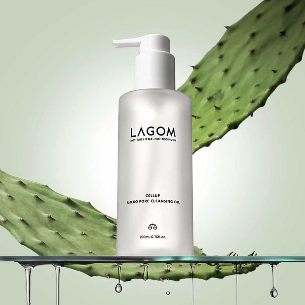 LAGOM Micro Pore Cleansing Oil in a bathroom setup for daily routine.