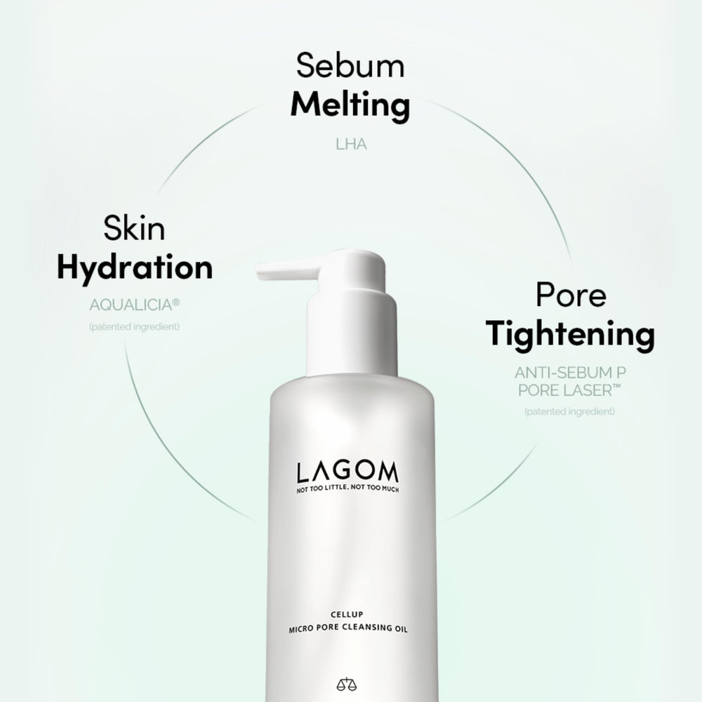 LAGOM Micro Pore Cleansing Oil promotes pore tightening and sebum balance.