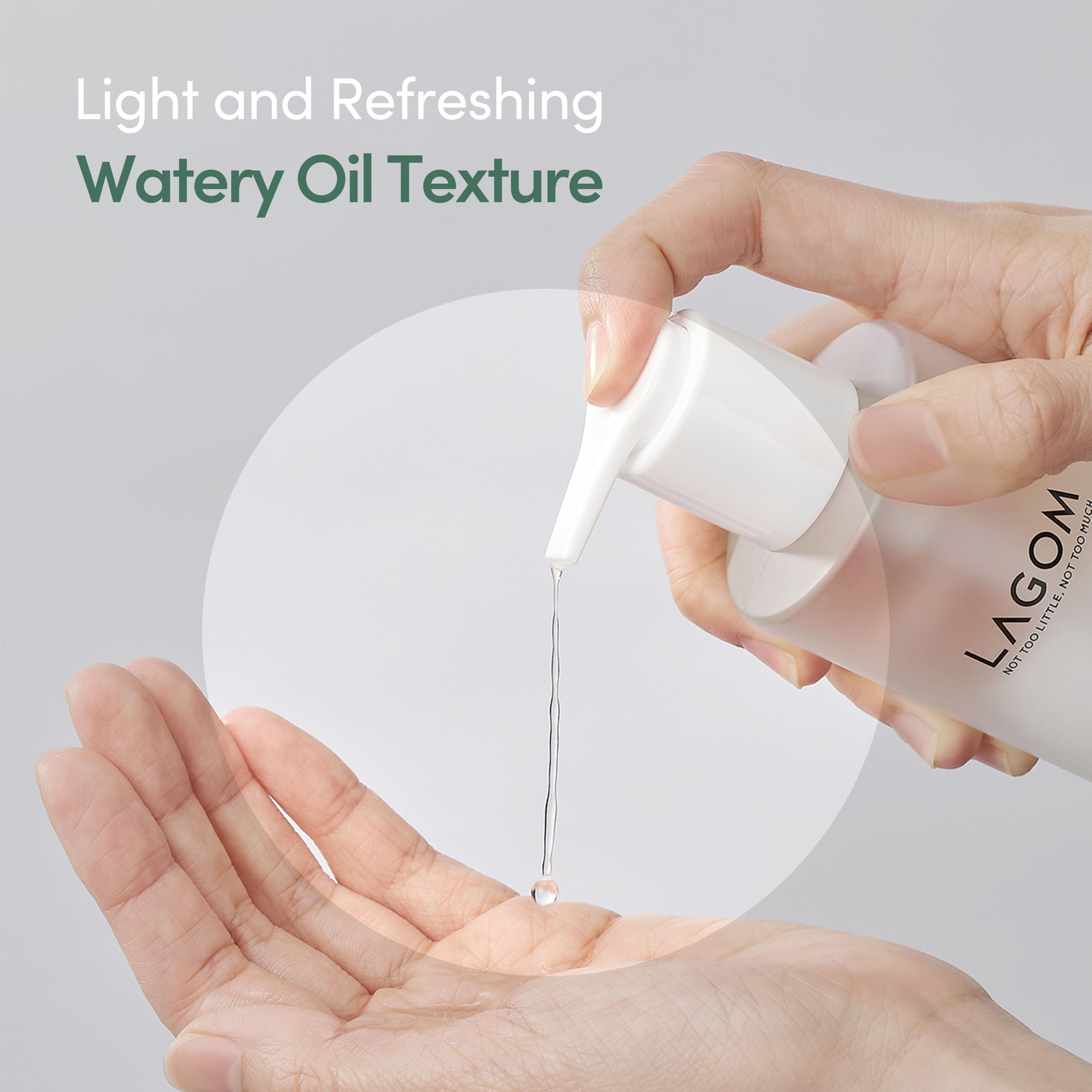 LAGOM Micro Pore Cleansing Oil texture is watery and easy to rinse clean.