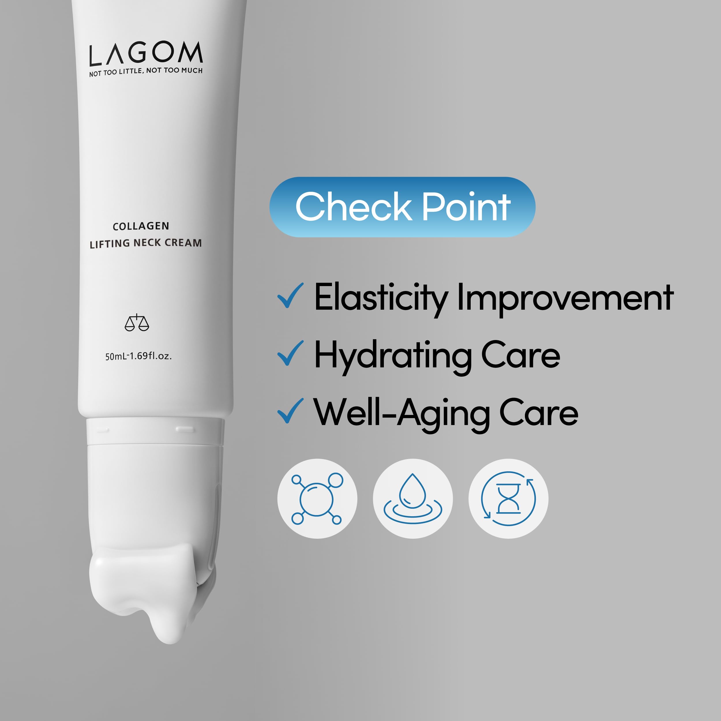 LAGOM neck cream roller application closeup for precise neck massage.