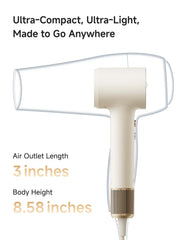 Laifen MINI hair dryer featuring a 110,000 RPM motor for quick drying