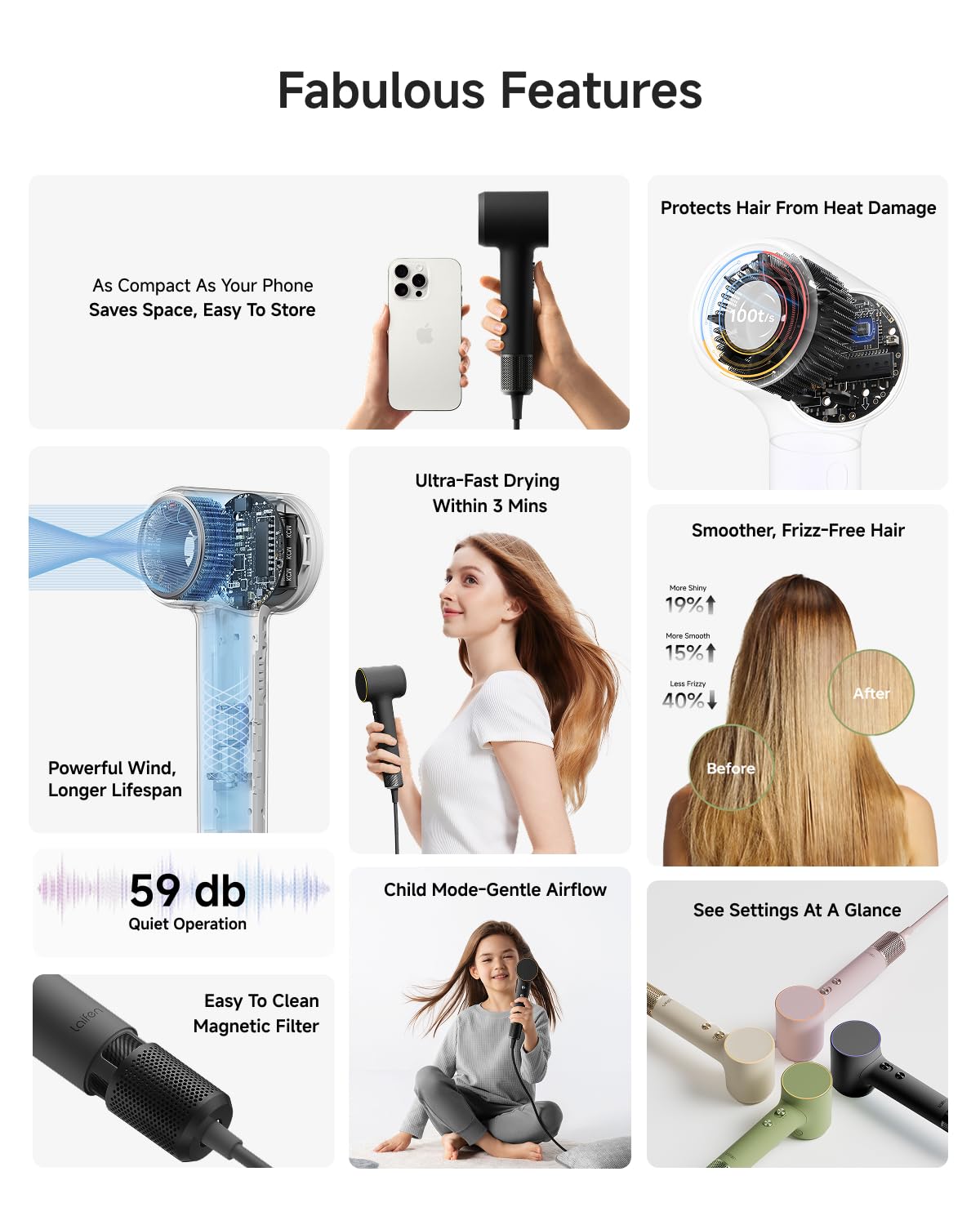 Laifen MINI quiet operation reducing noise during routine styling