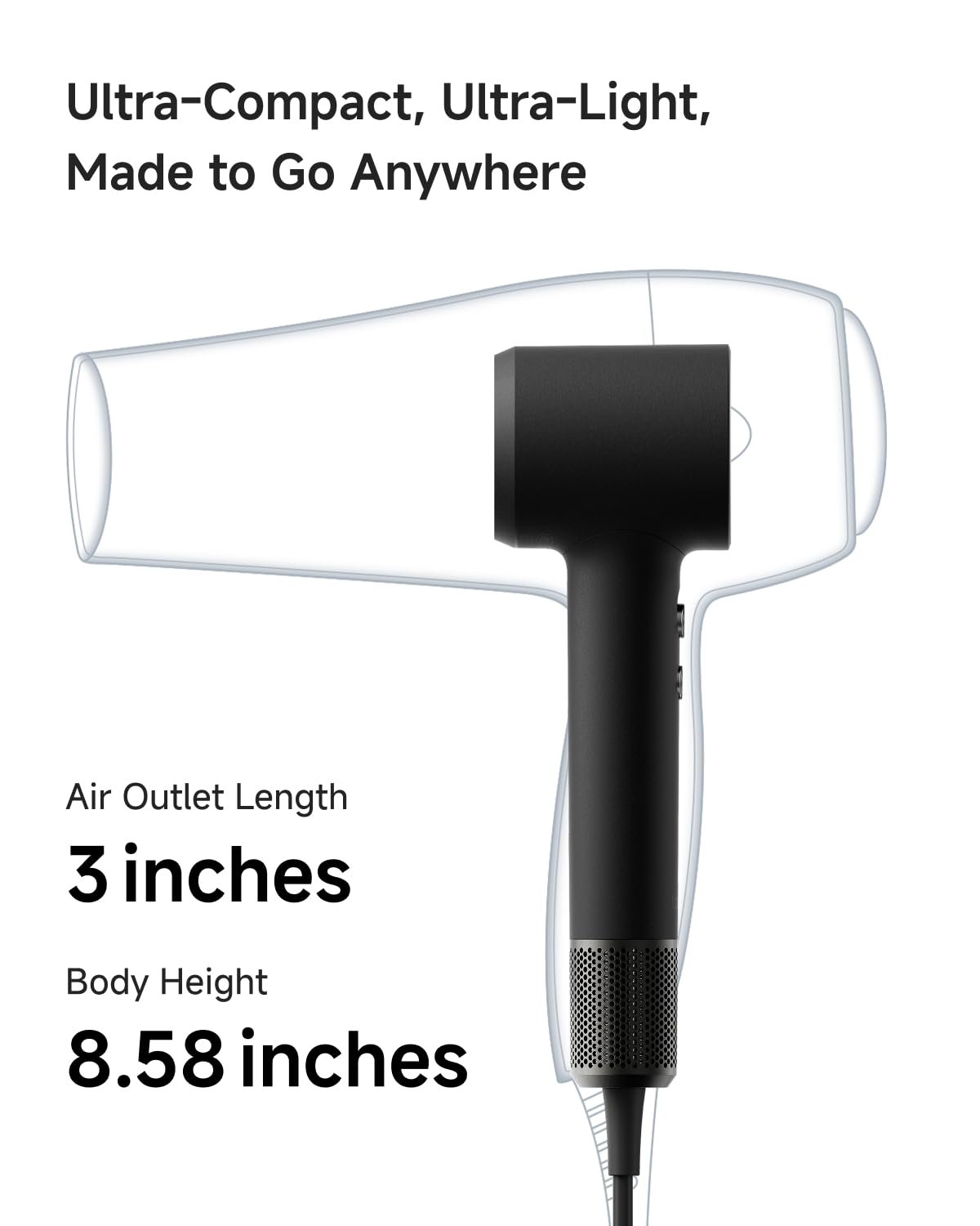Laifen MINI hair dryer with high-speed motor delivering quick drying