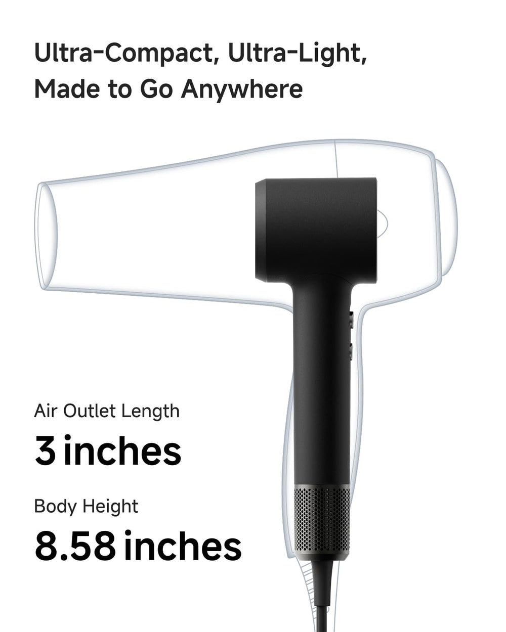 Laifen MINI hair dryer with high-speed motor delivering quick drying