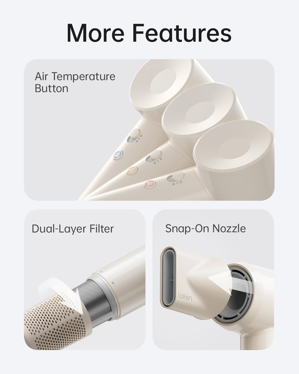 Laifen SE Lite fine mesh filter ensures safe operation and easy cleaning