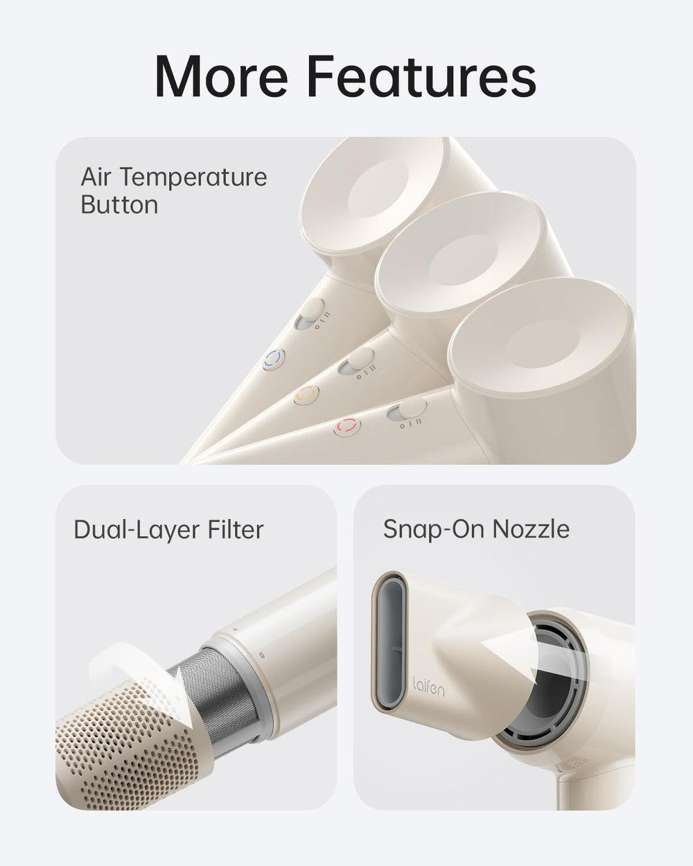Laifen SE Lite fine mesh filter ensures safe operation and easy cleaning