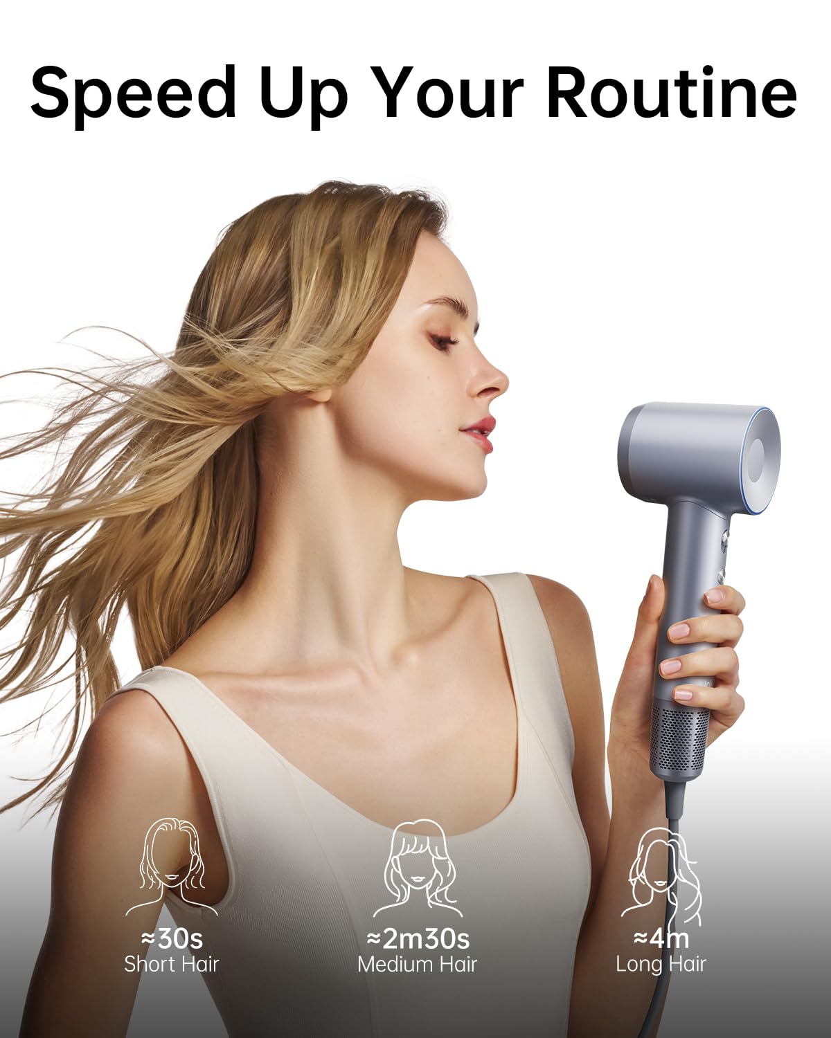 Laifen Swift Special Hair Dryer showcasing 200 million negative ions for smooth hair