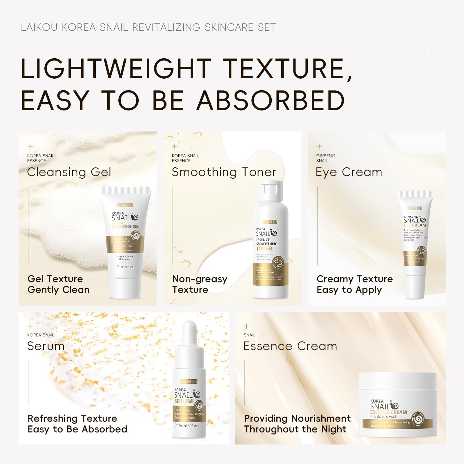 Laikou snail and ginseng moisturizer cream, nourishing daily seal.