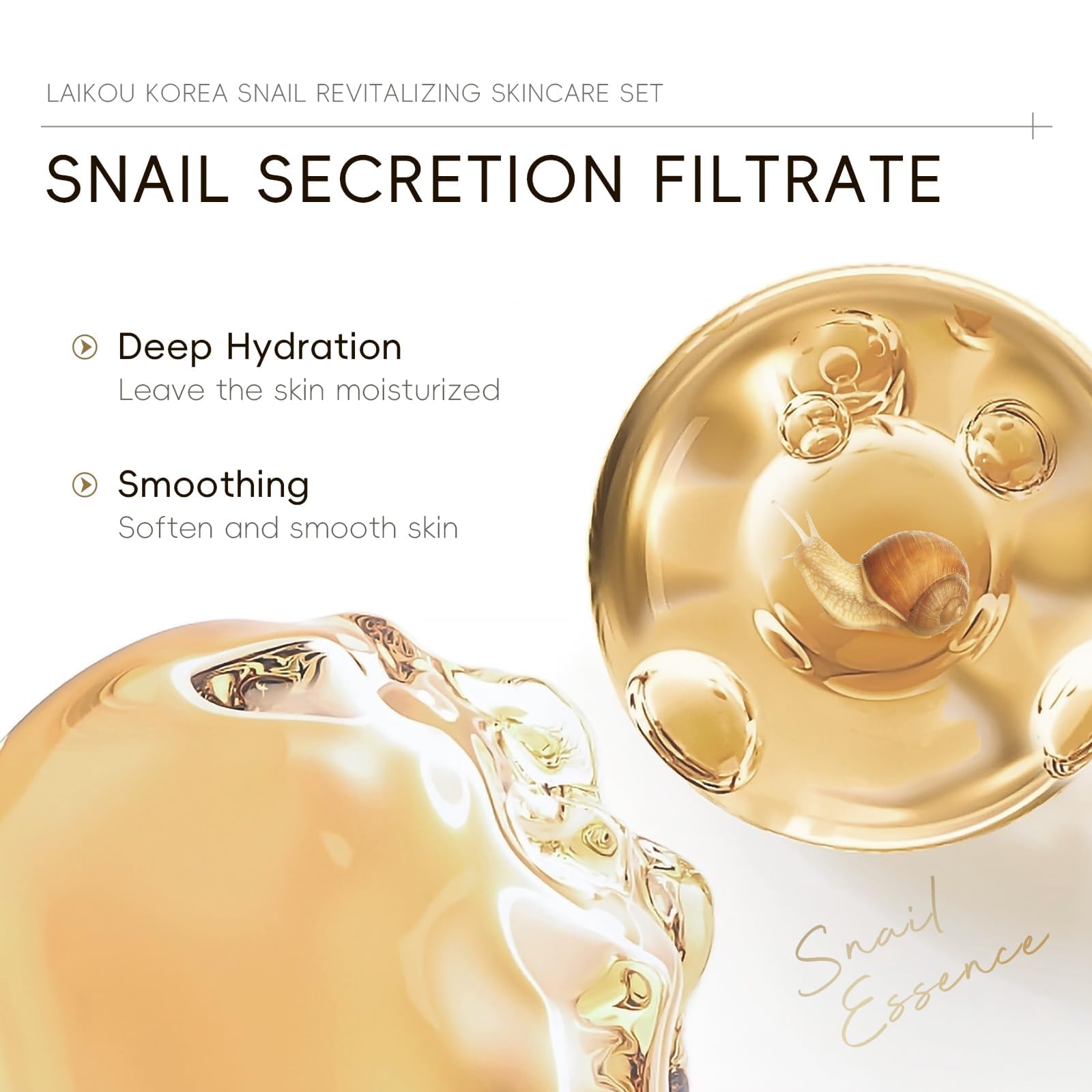 Laikou snail and ginseng toner bottle, balanced hydration for skin.