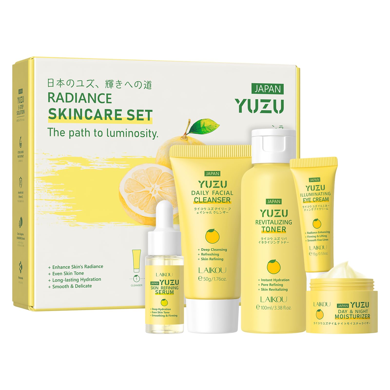 LAIKOU YUZU cleanser bottle for a refreshing morning skincare routine.