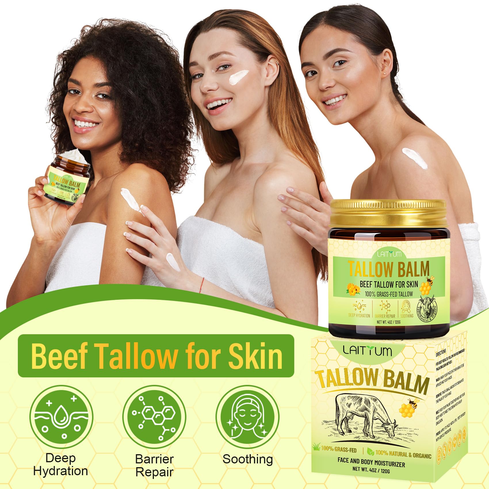 LAITYUM balm for hands and feet, smooths rough areas.