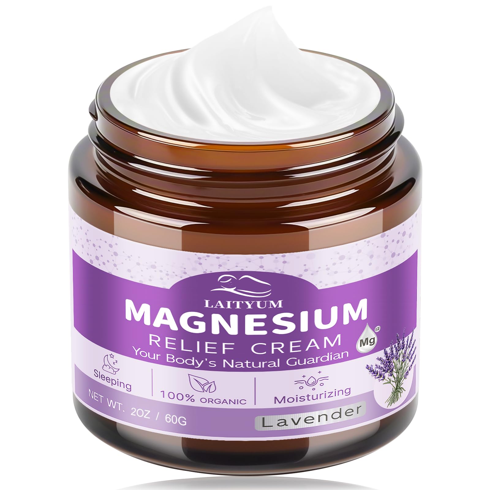 LAITYUM Magnesium Body Lotion on nightstand supports bedtime routine