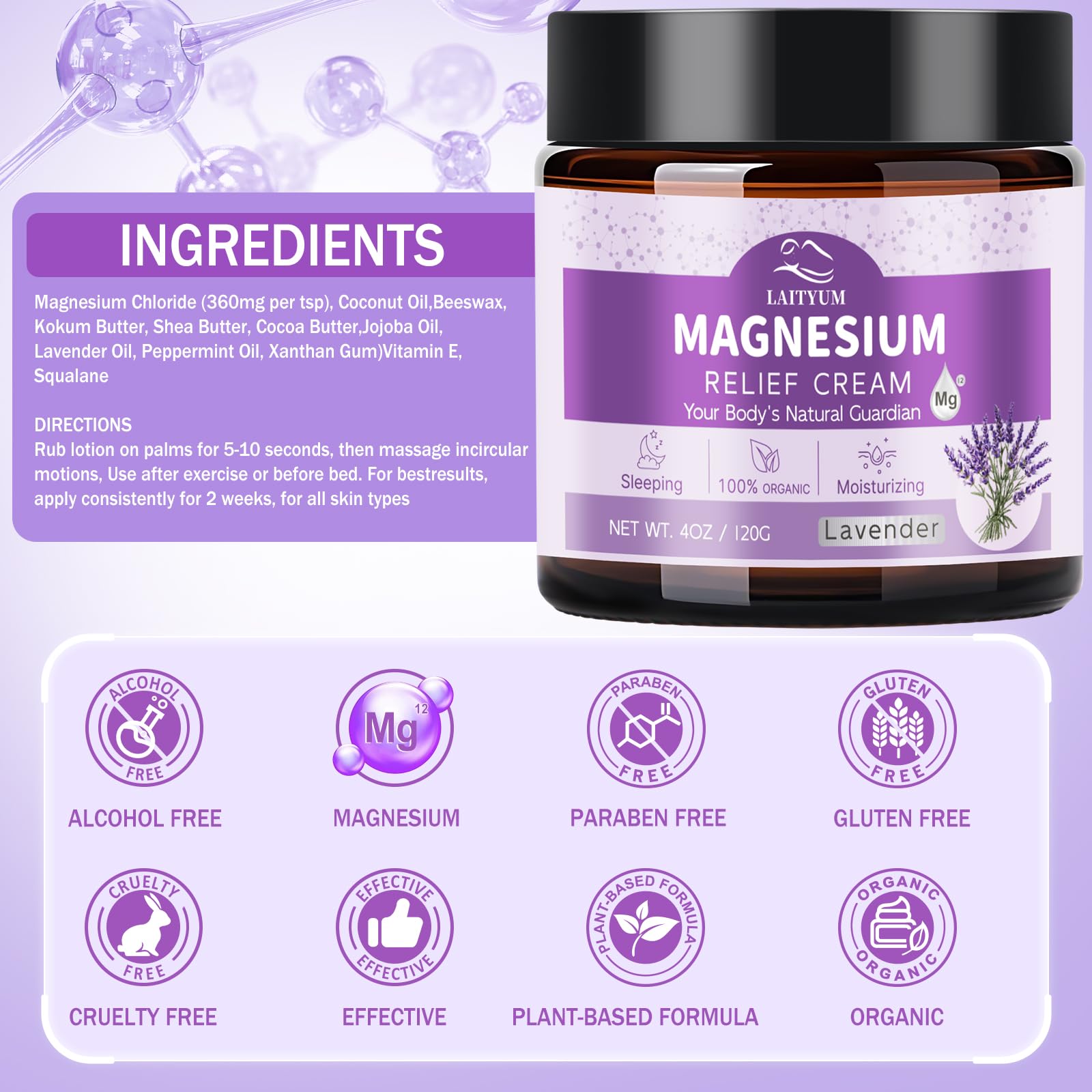 LAITYUM Magnesium Body Lotion vitamin E enhances skin softness