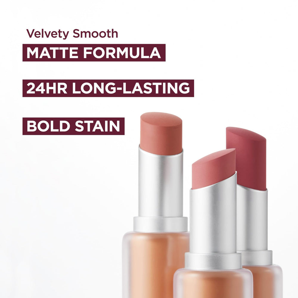 Laka Bulky Matte Lipstick 24-hour wear test shows lasting color.