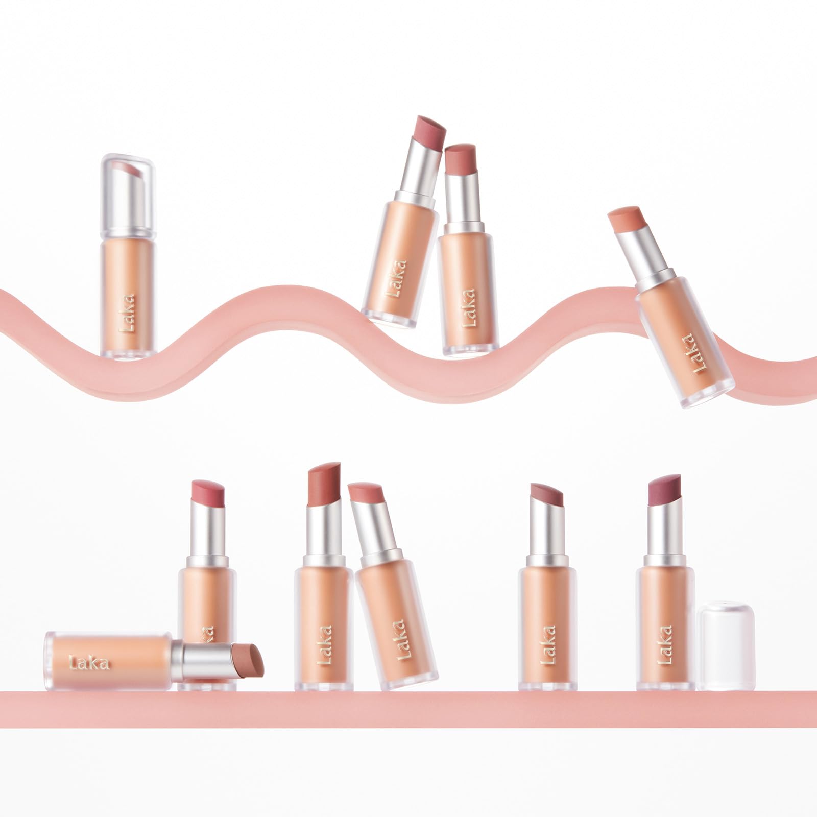 Texture detail reveals non-drying, comfortable feel of Laka lipstick.