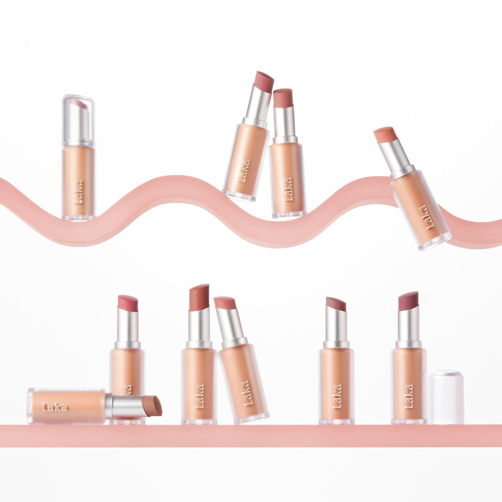 Texture detail reveals non-drying, comfortable feel of Laka lipstick.