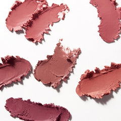 Close-up shows plumping effect and smoother lines with Laka lipstick.