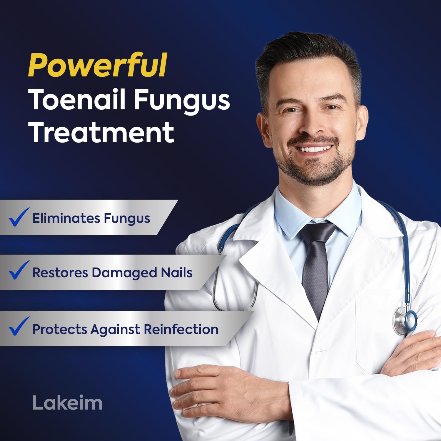 Lakeim Toenail Fungus Treatment bottles rear view with label detail.