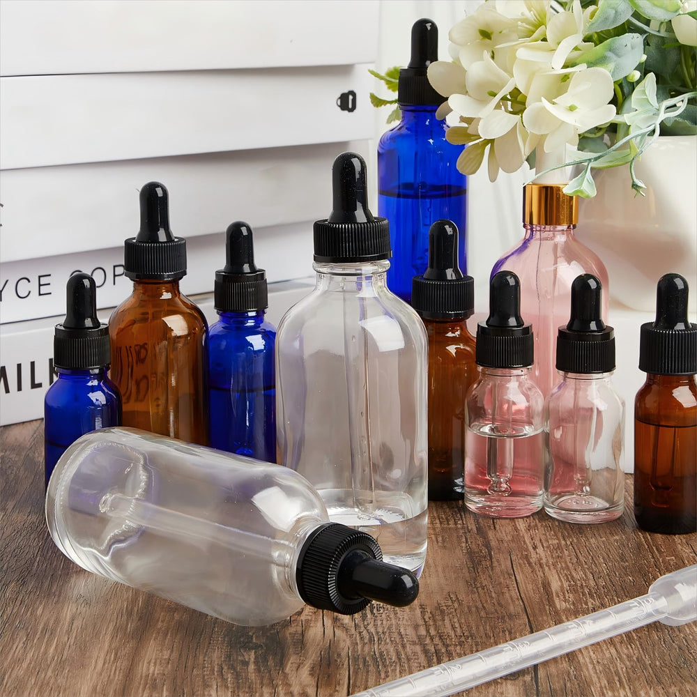 Lallisa clear glass bottles offering UV protection for contents