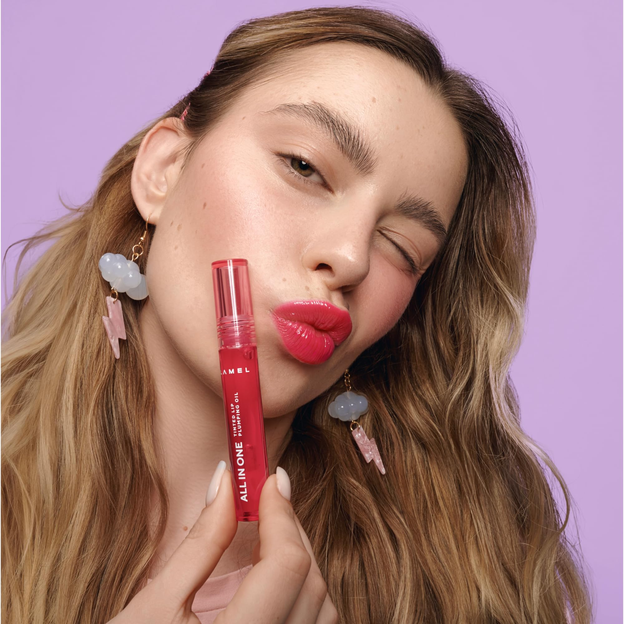Lamel All-in-One Lip Oil hydrating-formula delivers moisture without stickiness.