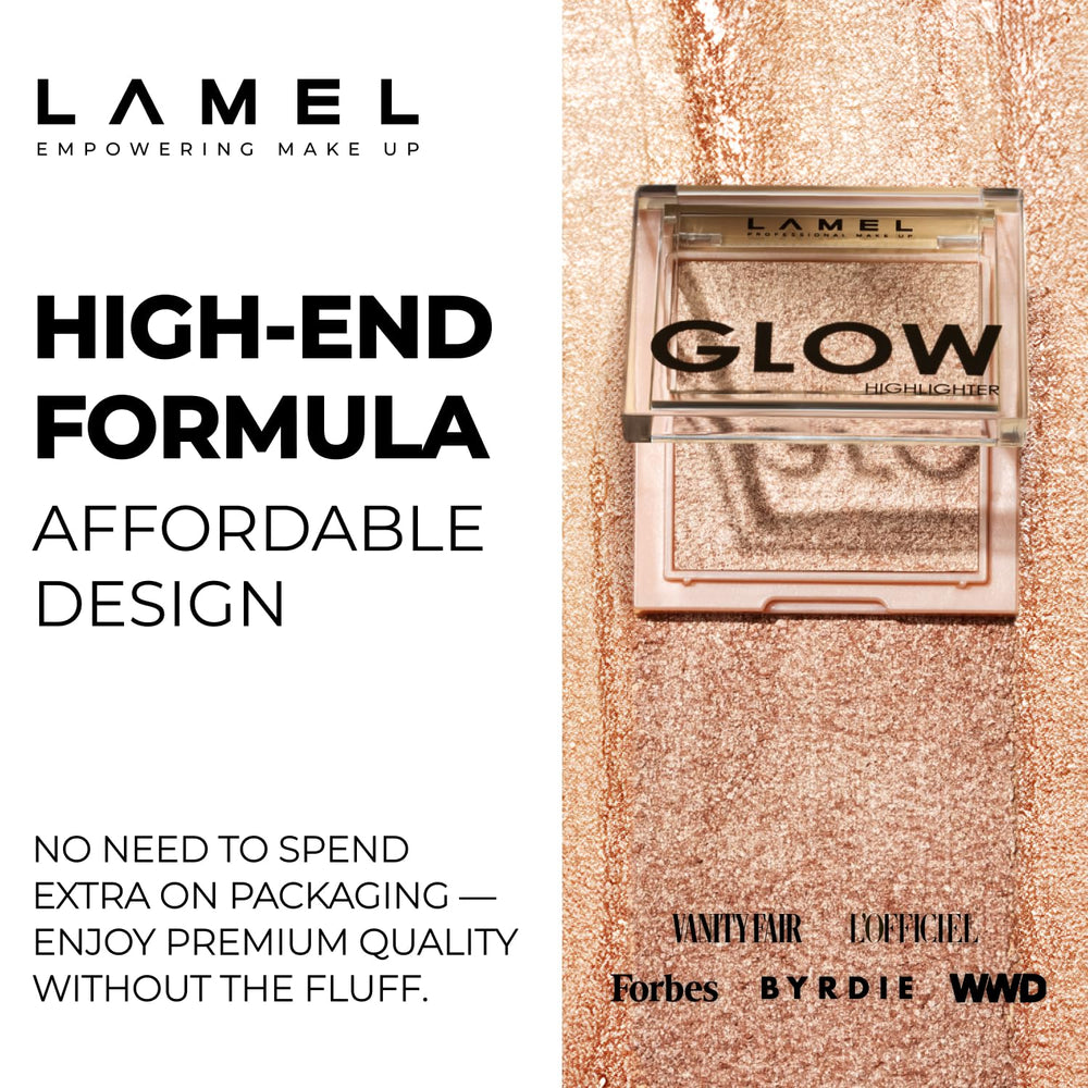 LAMEL Glow Highlighter travel-size case highlights portability for on-the-go touch-ups.