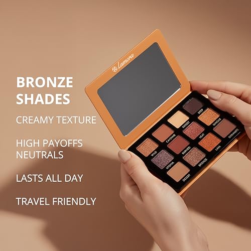 Compact design of Lamora Bronze Palette fits in a clutch