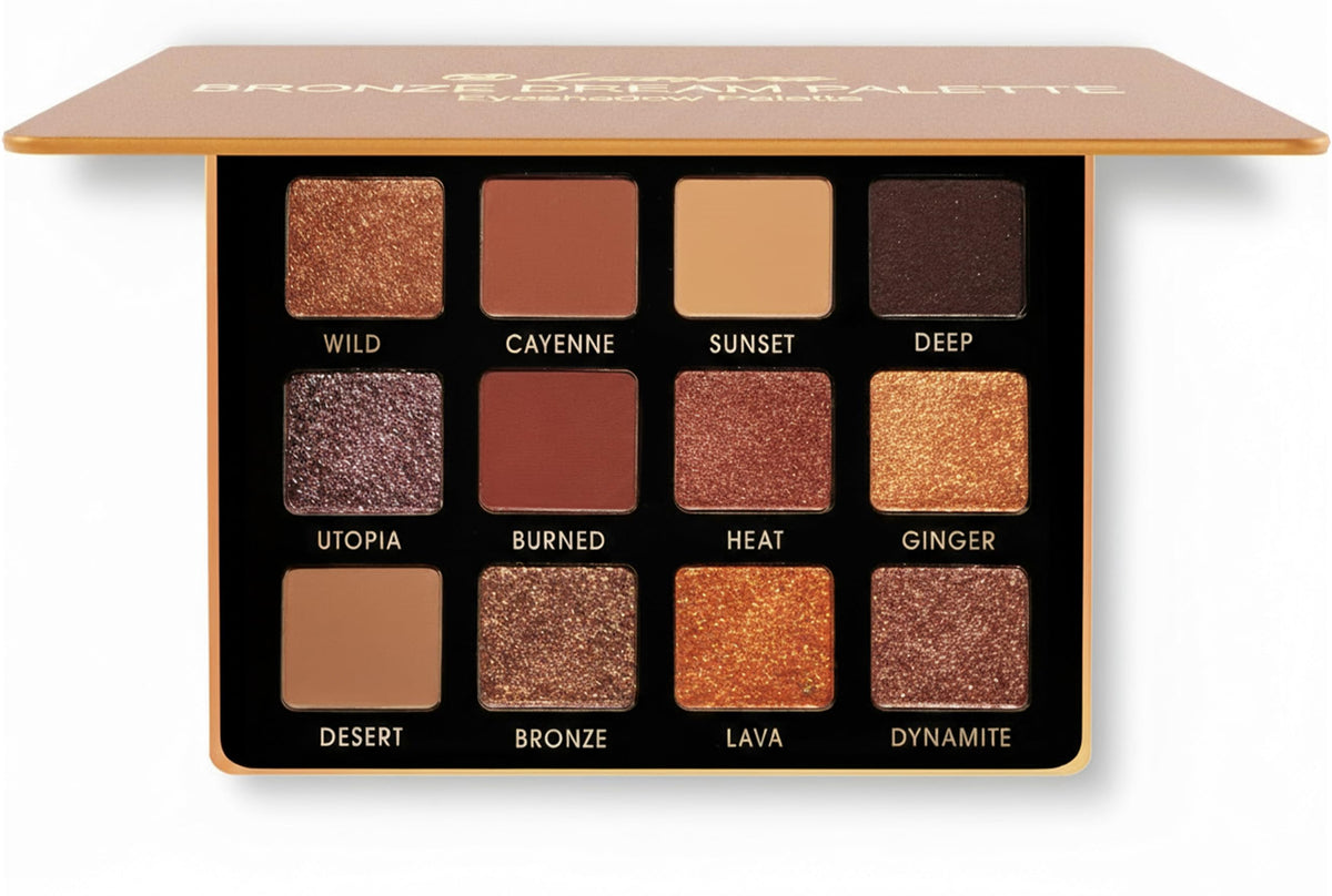 Lamora Bronze Eyeshadow Palette compact with mirror for on-the-go application