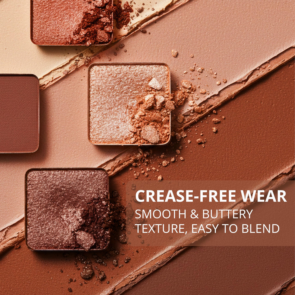 Close-up swatches from Lamora Bronze Palette showing warm bronze neutrals