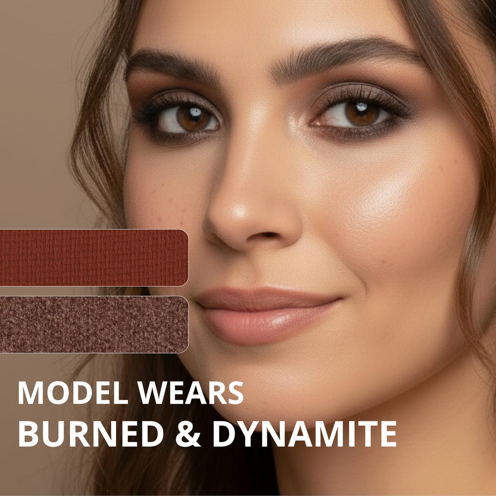 Travel-friendly Lamora Bronze Palette in slim case with mirror