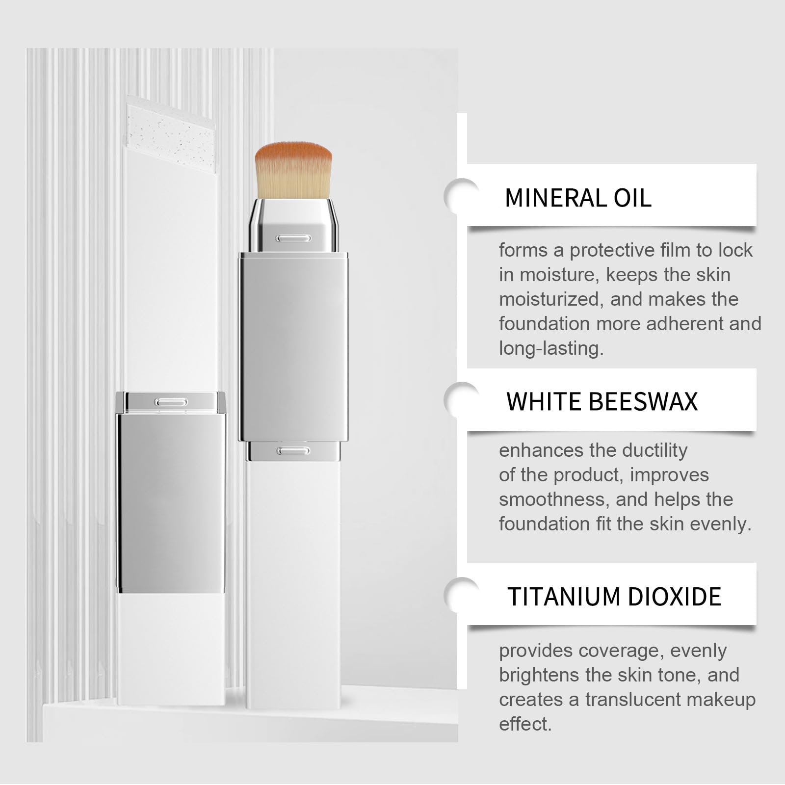 Lampolar Blanc Cover Cream Stick color-change demo on skin shows natural tone.