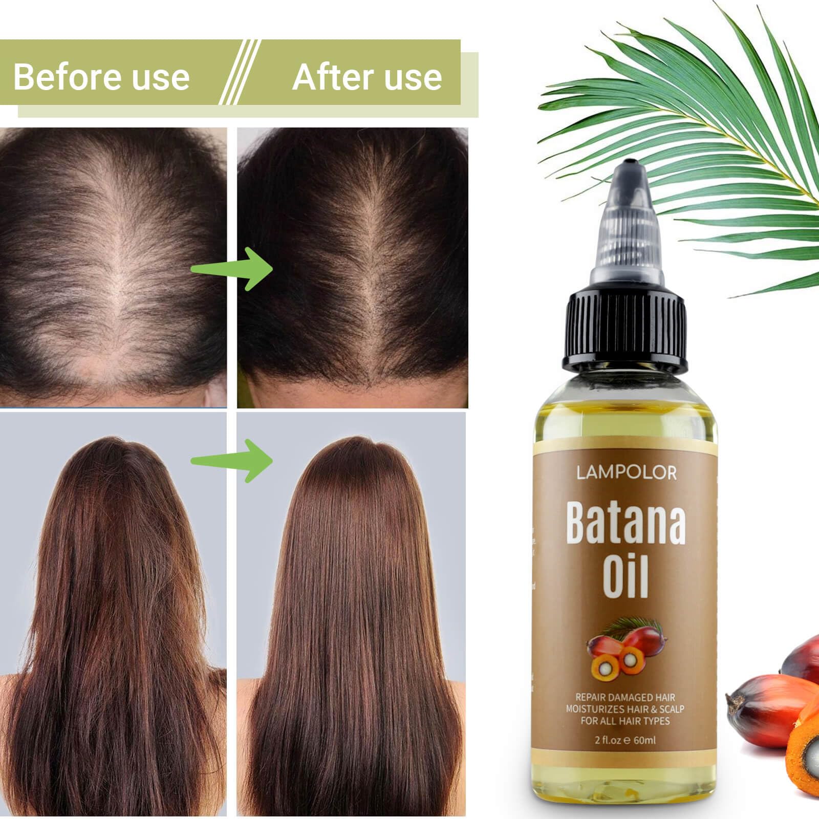 Lampolar Batana Oil on hair strands adds softness and shine
