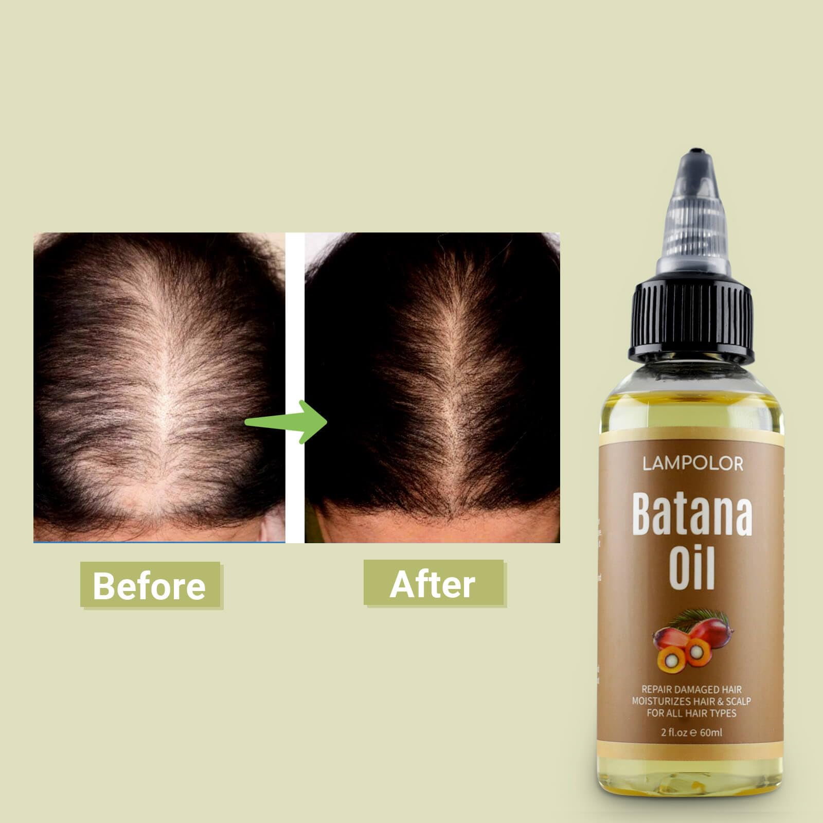 Lampolar Batana Oil packaging highlights purity and multi-use benefits