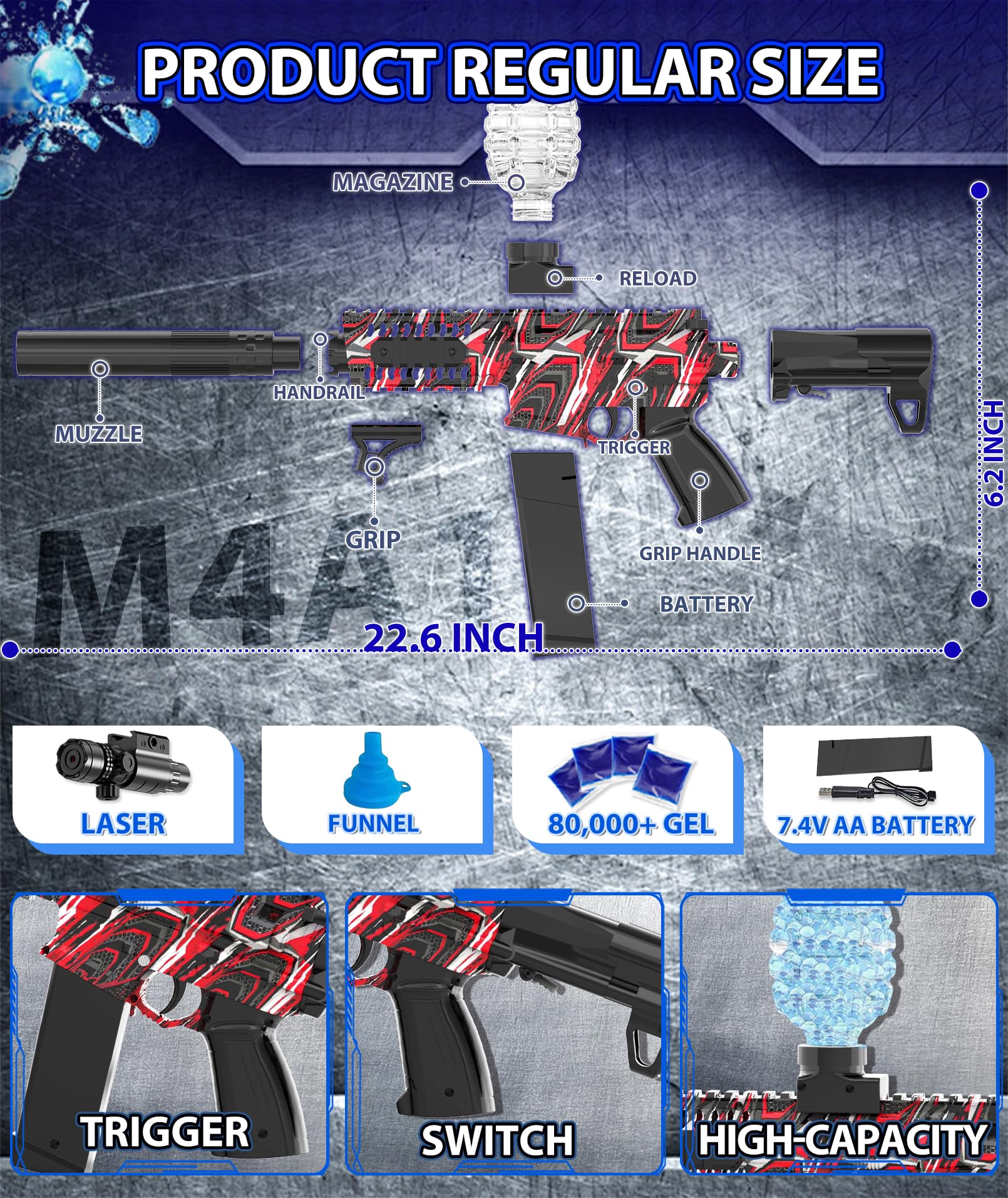 LAN ZHANG GUI gel ball blaster range up to eighty to one hundred feet
