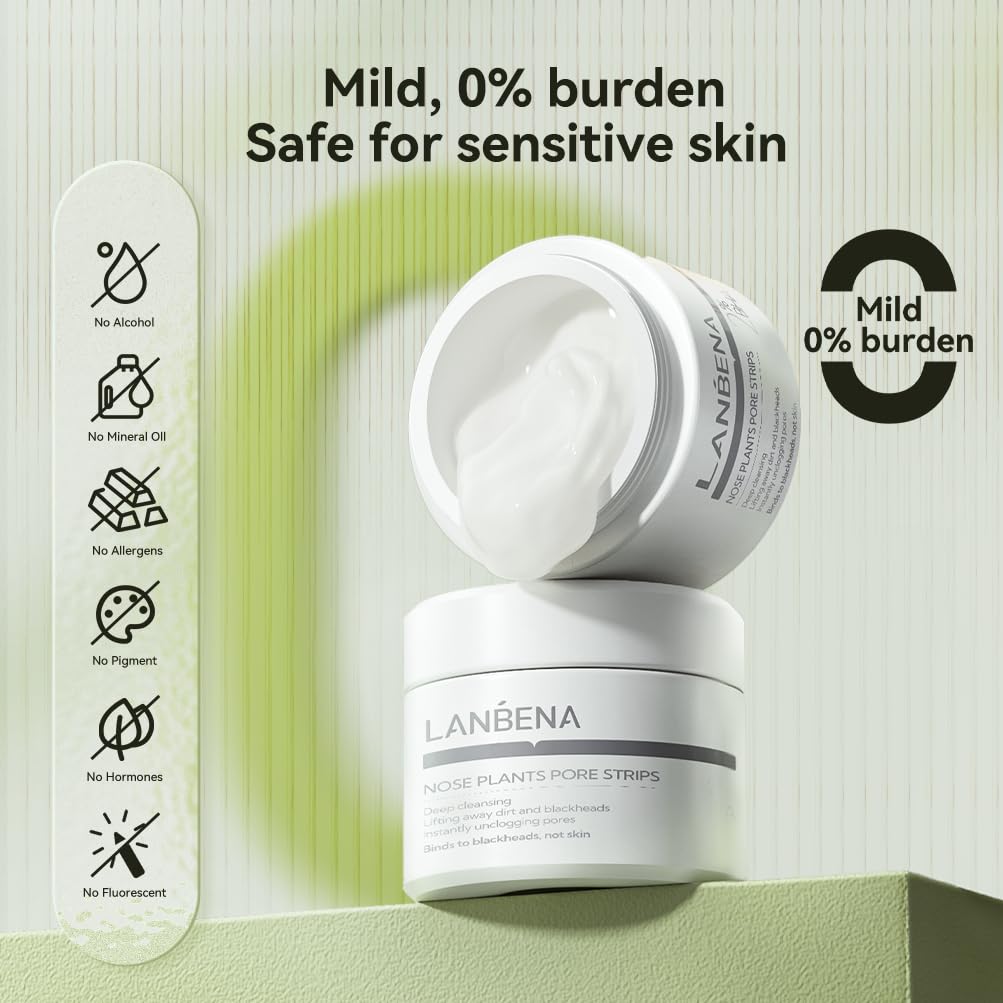 LANBENA charcoal mask application on the nose area for purification