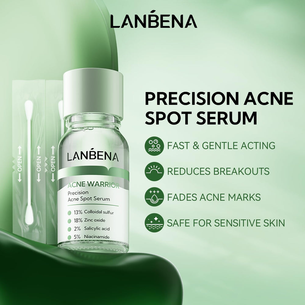 LANBENA Drying Lotion pump close-up showing overnight blemish drying action
