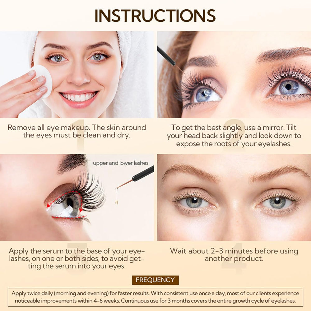 LANBENA eyelash serum applied along the lash line with a gentle brush