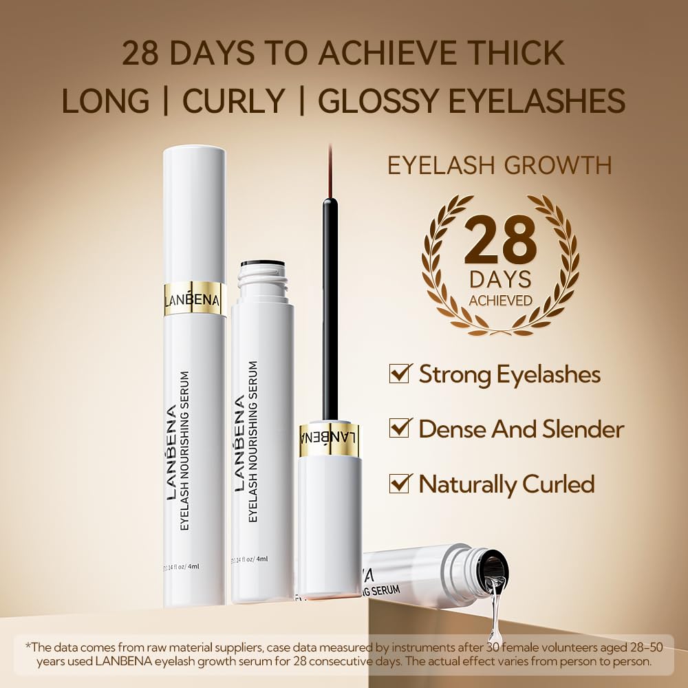 LANBENA eyelash serum morning application demonstrates daily routine