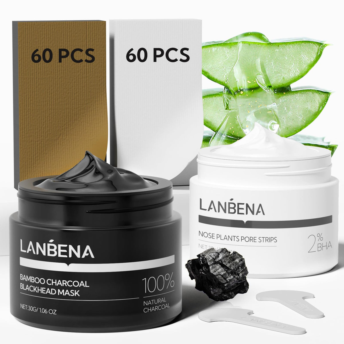 LANBENA nose strips featuring 2% salicylic acid remove blackheads gently