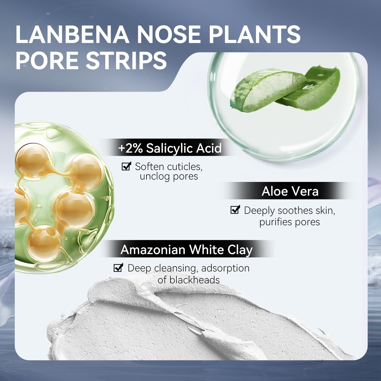 LANBENA plant-based pore strips applied on the nose for debris removal