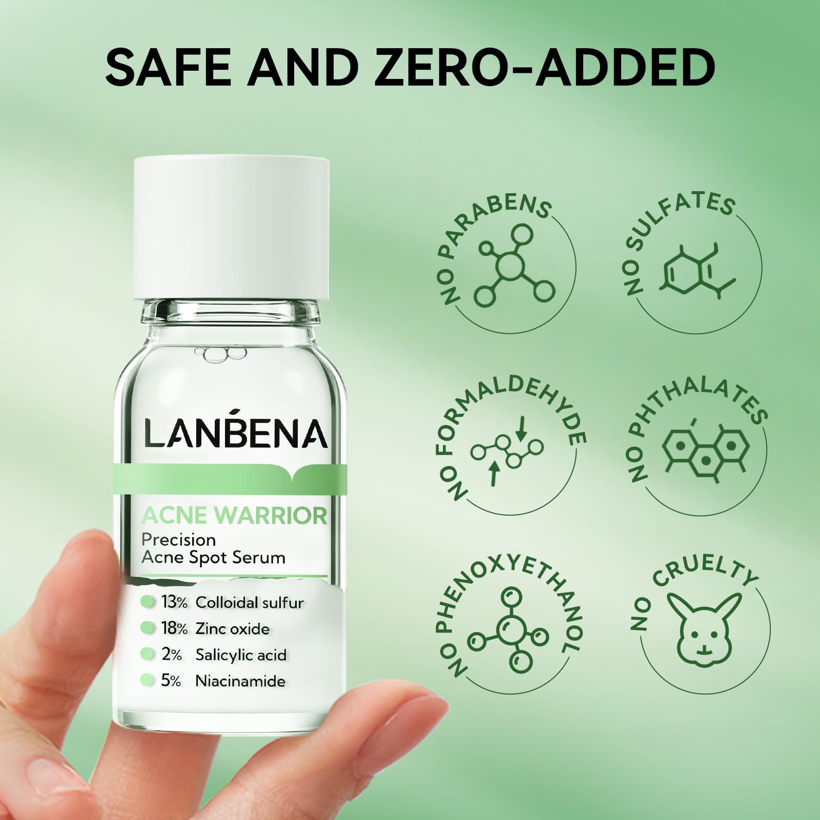 LANBENA Safe for Sensitive Skin label promotes gentle use