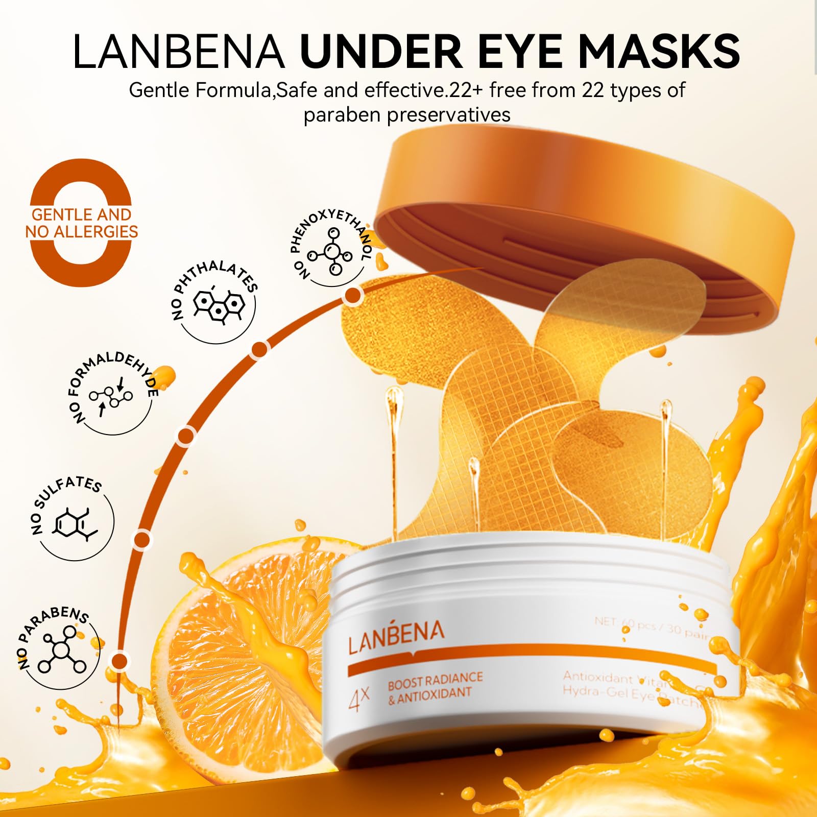 Nighttime soothing use of LANBENA eye patches for calm skin