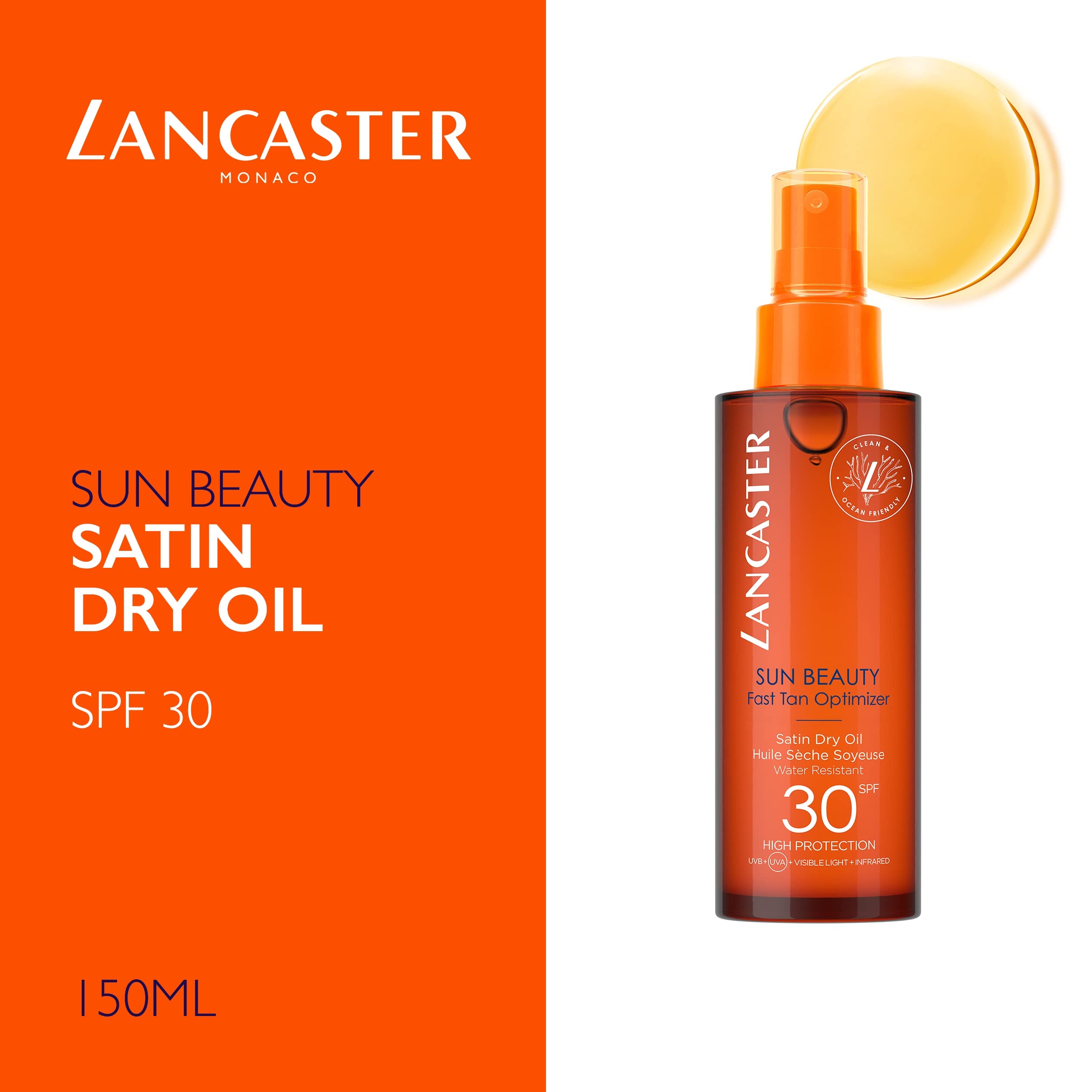 Lancaster Sun Beauty Satin Sheen Oil in hand, ready to apply