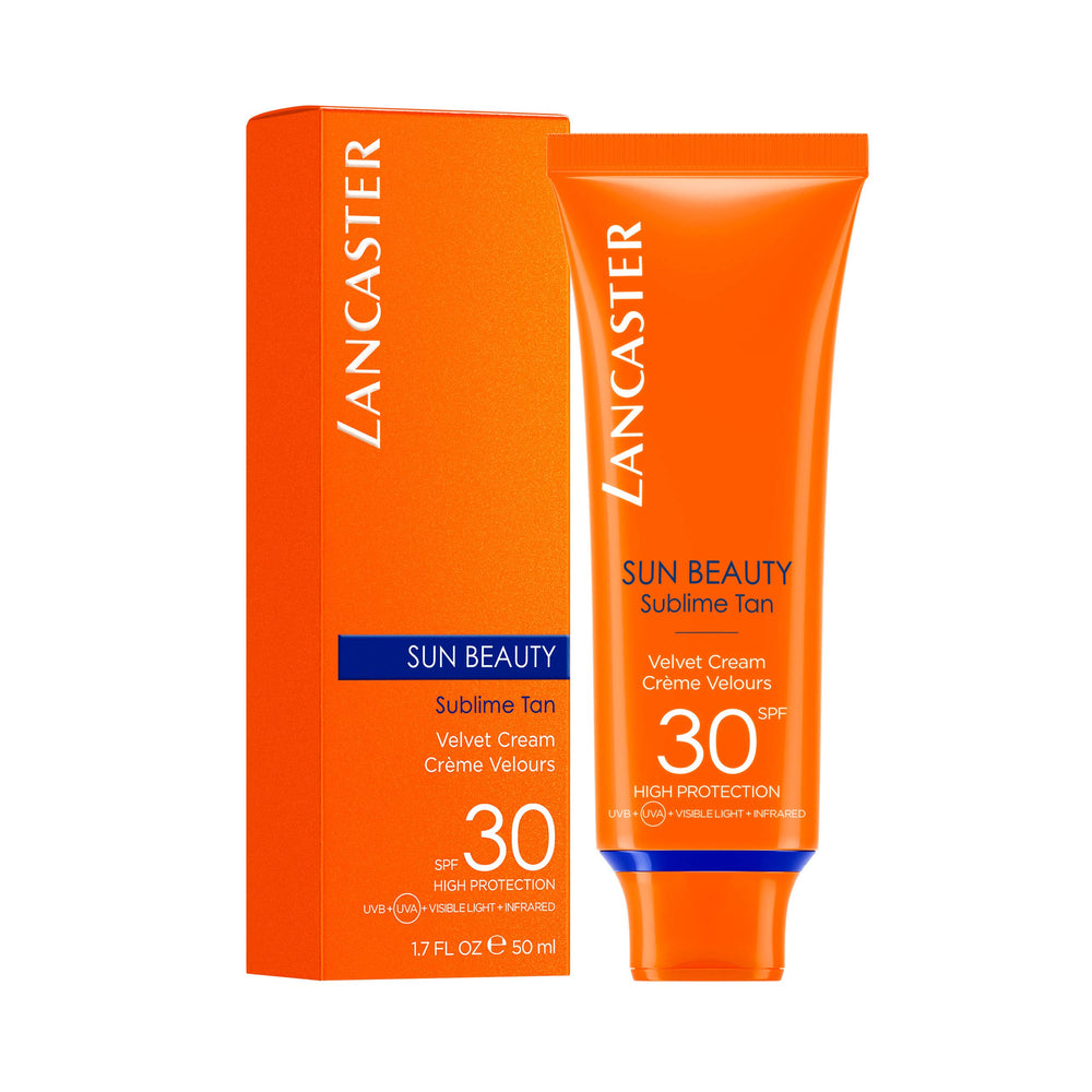 Lancaster Velvet Touch Cream texture close-up reveals creamy consistency for natural-looking tan
