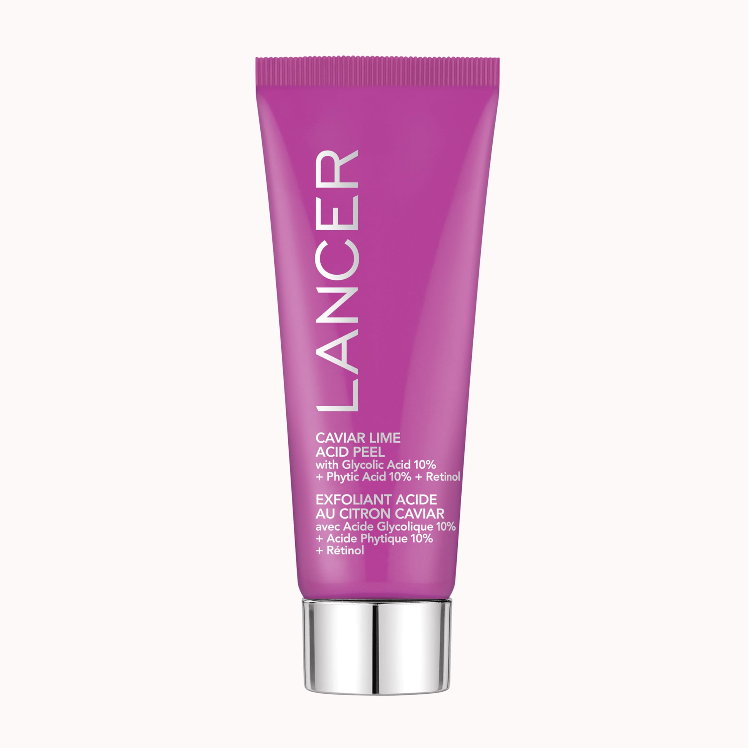 Lancer Caviar Lime Acid Peel on-the-go bottle for travel-friendly brightening.