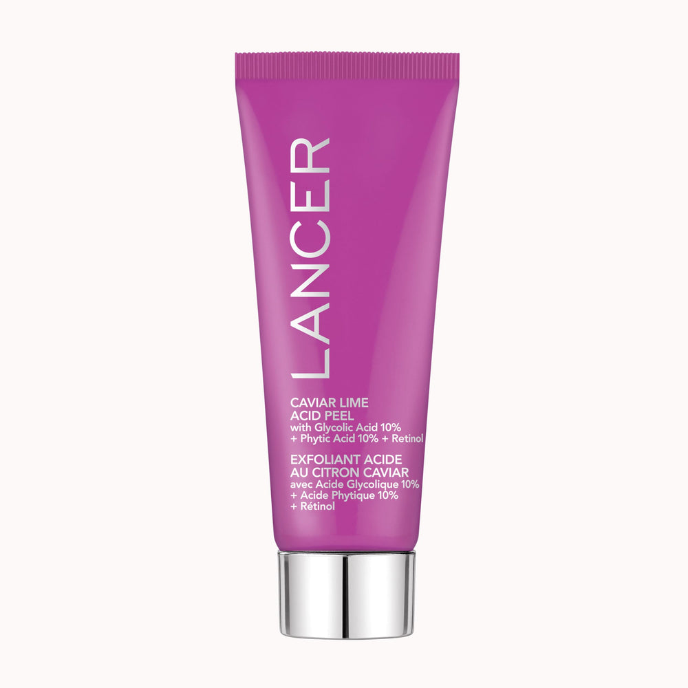 Lancer Caviar Lime Acid Peel on-the-go bottle for travel-friendly brightening.