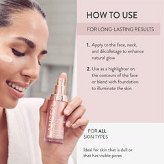 Lancer Dani Glowing Skin Perfector swirls on skin for natural radiance.