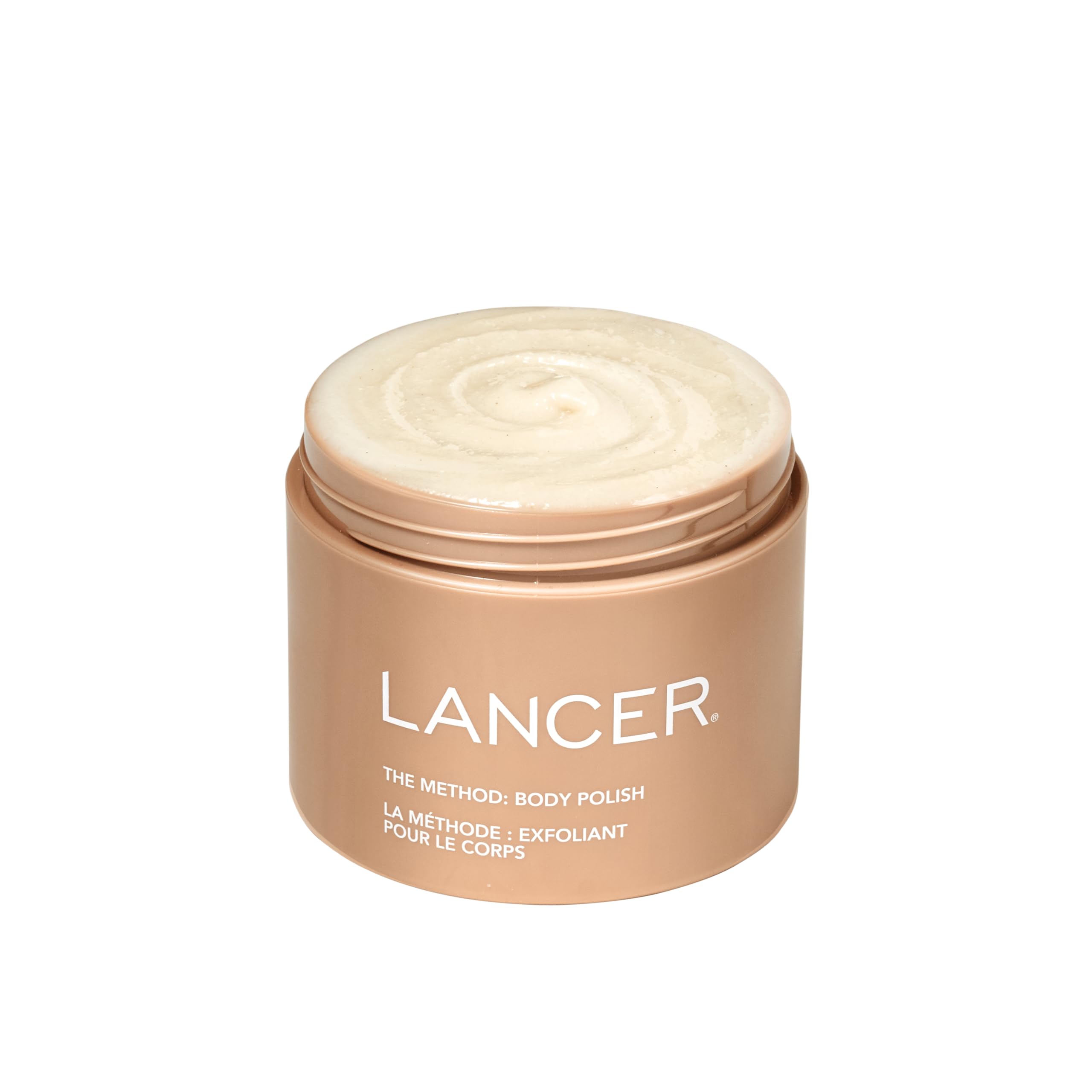 Lancer The Method Body Polish warming bottle ready for gentle exfoliation.