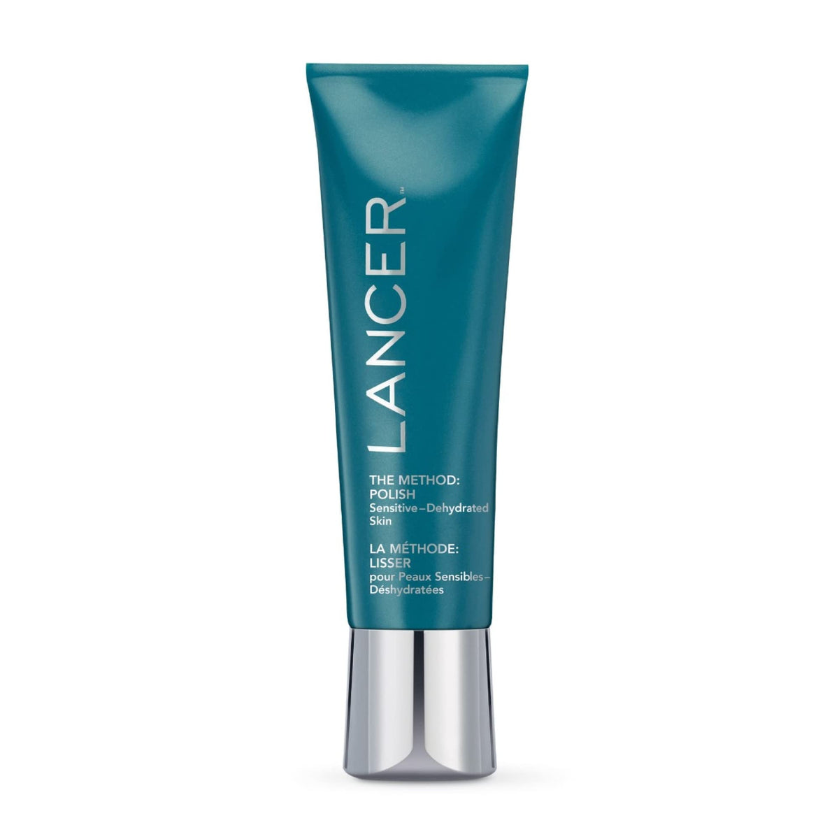 Lancer The Method Polish exfoliator bottle close-up for ultrasmooth skin.